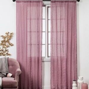Opalhouse Target Crushed Sheer Window Curtains Mauve, Dark Pink, Set of 3, 80x48